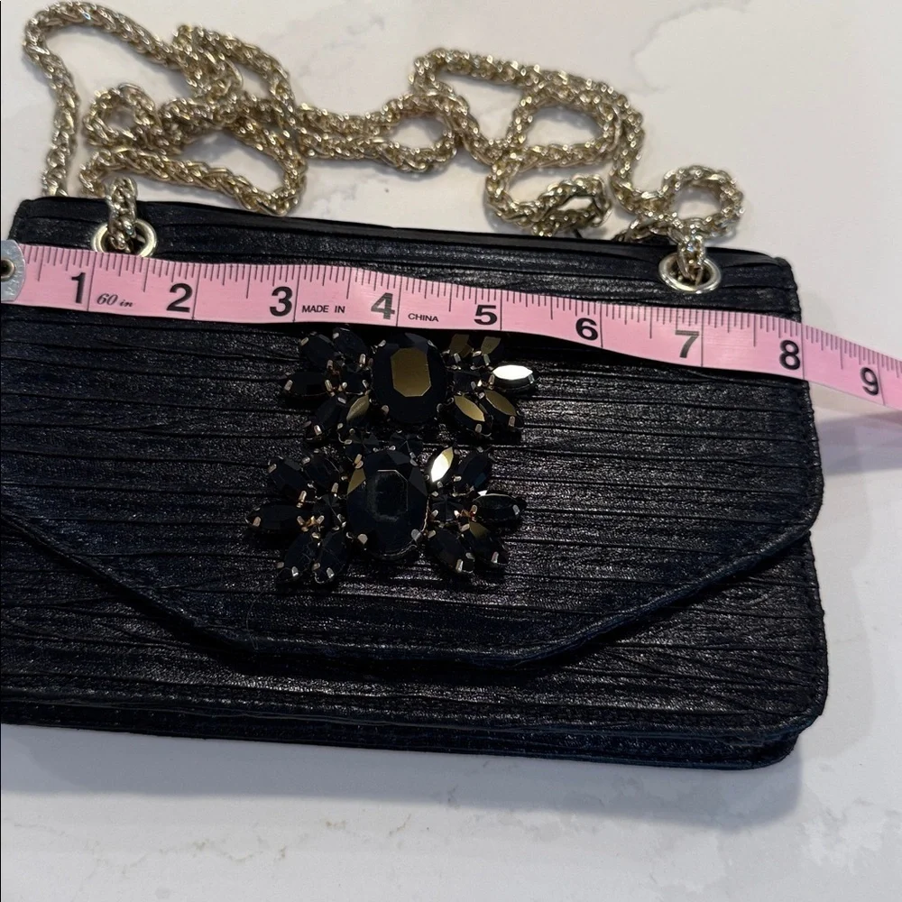 Kate Landry Black Evening Bag with Gold Chain NWT
